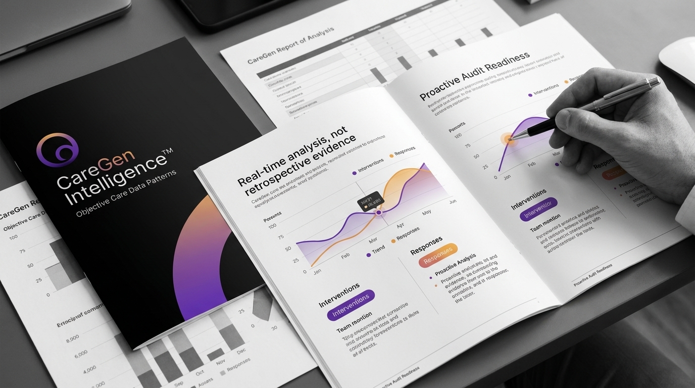 CareGen Intelligence report showing proactive audit readiness analysis